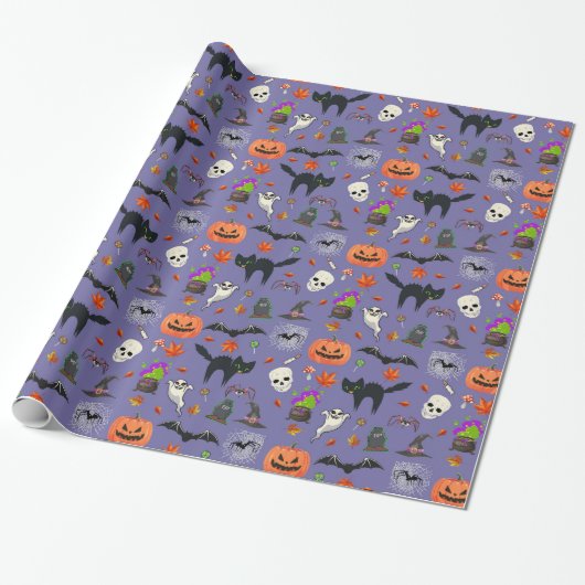 Halloween Orange Black Geschenkpapier (Ungerollt)