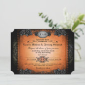 Halloween Orange Black Gothic Wedding REZEPTION Einladung (Stehend Vorderseite)