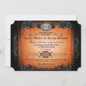 Halloween Orange Black Gothic Wedding REZEPTION Einladung (Vorderseite)