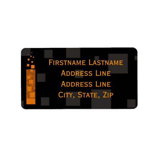 Halloween Orange Black Gray Squares Fackel Art Adressaufkleber (Vorne)