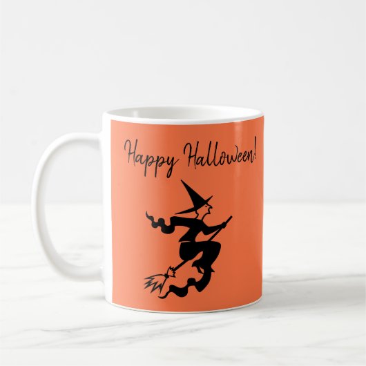 Halloween Orange Black Hexe Tasse (Links)