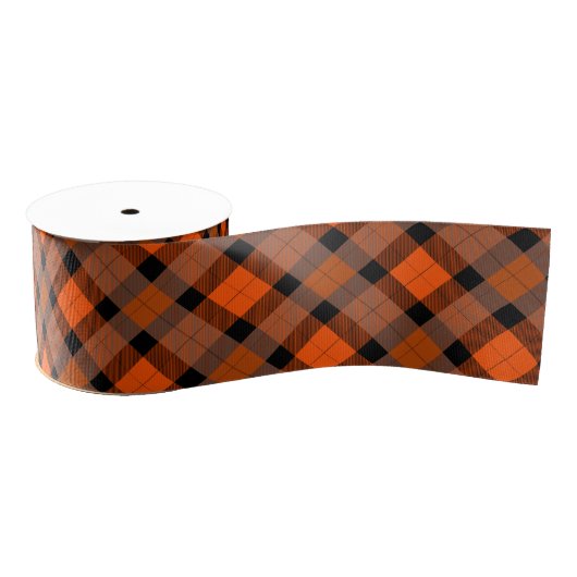 Halloween Orange Black Kariert Ripsband (Spule)