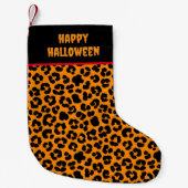 Halloween Orange Black Leopard Print Gemustert Kleiner Weihnachtsstrumpf (Vorderseite)