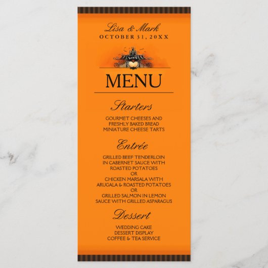 Halloween Orange & Black LIEBE Menükarte (Vorderseite)