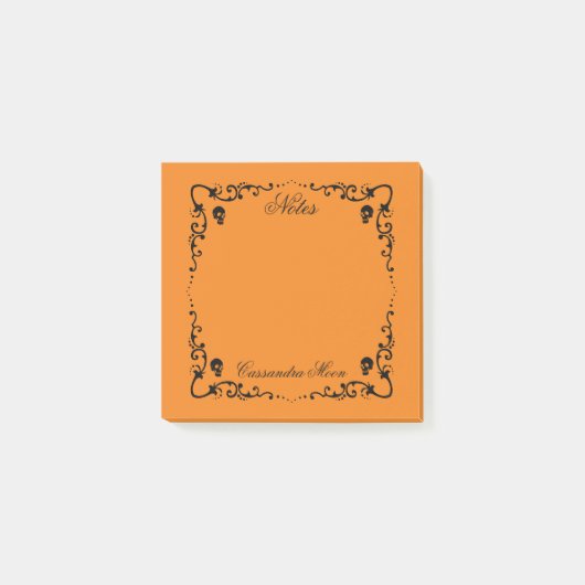 Halloween Orange & Black Magorder Personalisiert Post-it Klebezettel (Vorderseite)
