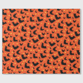 Halloween Orange Black Minimal Muster Geschenkpapier (Flach)
