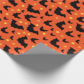 Halloween Orange Black Minimal Muster Geschenkpapier (Ecke)