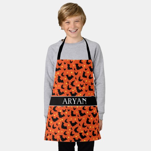 Halloween Orange Black Minimal Muster Schürze (Getragen)