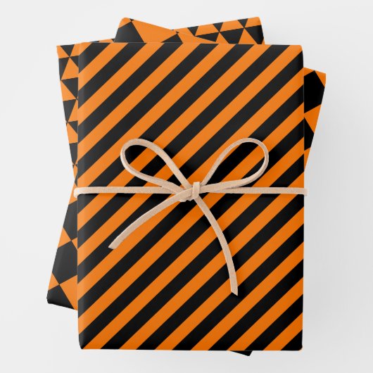 Halloween Orange Black Modern Pattern Benutzerdefi Geschenkpapier Set (Beispiel)