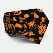 Halloween Orange Black Pattern Krawatte (Gerollt)