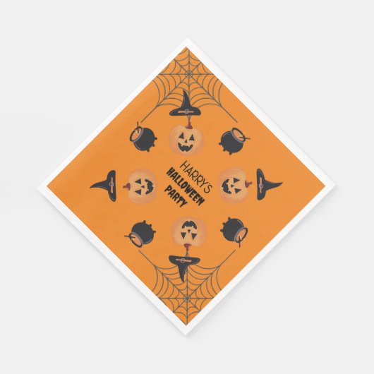 Halloween Orange & Black Personalisiert Napkins Serviette (Ecke)