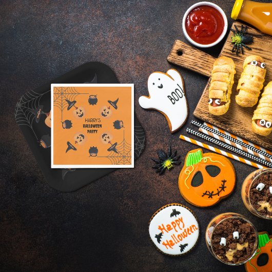 Halloween Orange & Black Personalisiert Napkins Serviette