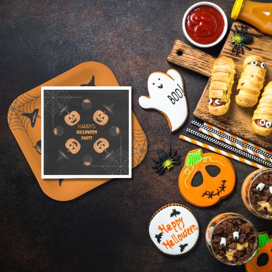 Halloween Orange & Black Personalisiert Napkins Serviette