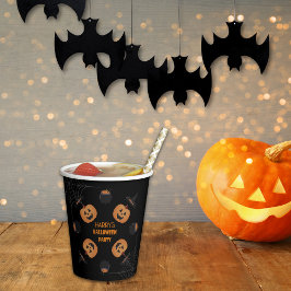 Halloween Orange & Black Personalisiert Paper Plat Pappbecher