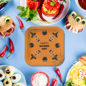 Halloween Orange & Black Personalisiert Paper Plat Pappteller