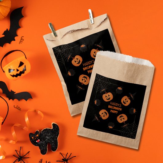 Halloween Orange & Black Personalisierte Gefälligk Geschenktütchen