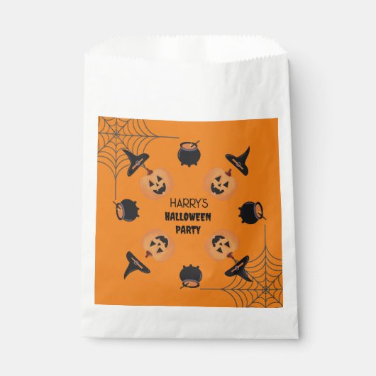 Halloween Orange & Black Personalisierte Gefälligk Geschenktütchen (Vorderseite)