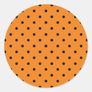 Halloween Orange & Black Polka Punkte niedliche Fa Runder Aufkleber