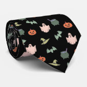 Halloween Orange Black Pumpkin Bat Ghost Cauldron Krawatte (Gerollt)