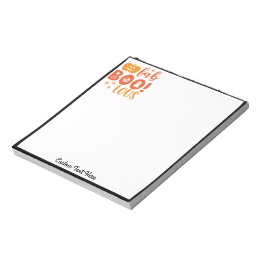 Halloween Orange Black Pumpkin Boo Personalisiert Notizblock (Rotiert)