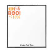 Halloween Orange Black Pumpkin Boo Personalisiert Notizblock (Vorderseite)