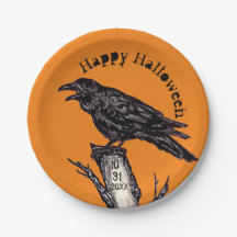 Halloween Orange Black Raven Crow datiert gotisch