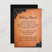 Halloween Orange & Black Rose Hochzeitsdetails Begleitkarte (Vorne/Hinten)