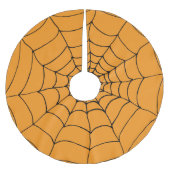 Halloween Orange Black Spiders Webkobwebseiten Polyester Weihnachtsbaumdecke (Vorderseite)
