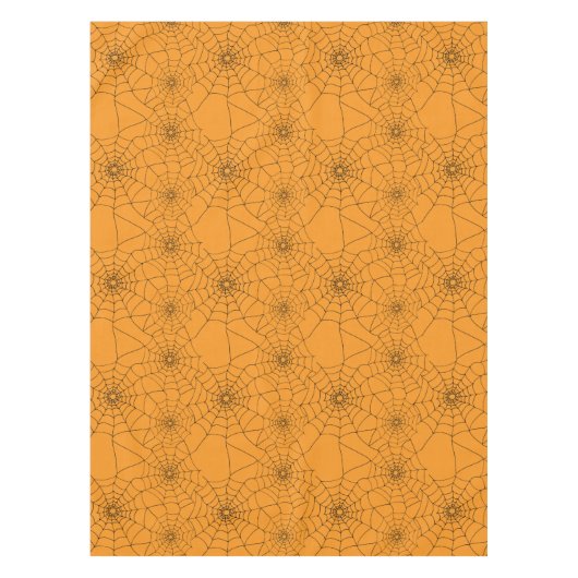 Halloween Orange Black Spiders Webkobwebseiten Tischdecke (Vorderseite)