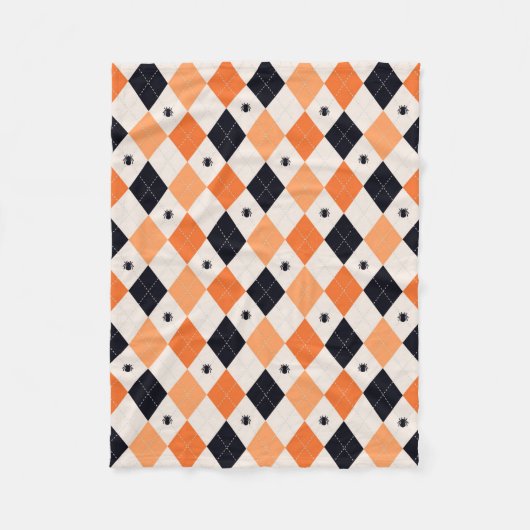 Halloween Orange & Black Spiding Raute Muster Fleecedecke (Vorderseite)