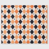 Halloween Orange & Black Spiding Raute Muster Geschenkpapier (Flach)