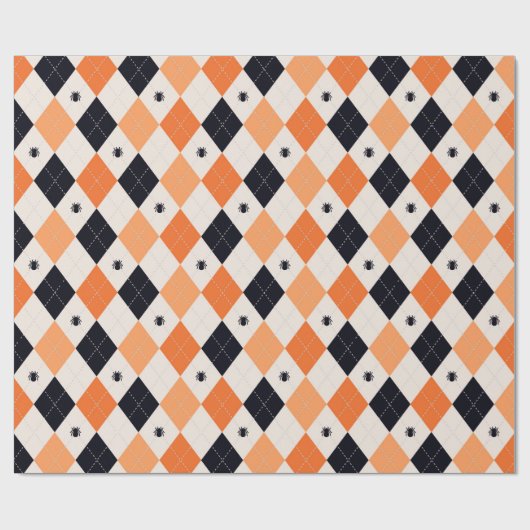 Halloween Orange & Black Spiding Raute Muster Geschenkpapier (Flach)