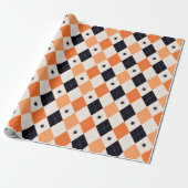 Halloween Orange & Black Spiding Raute Muster Geschenkpapier (Ungerollt)