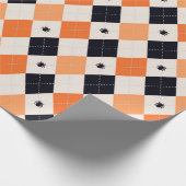 Halloween Orange & Black Spiding Raute Muster Geschenkpapier (Ecke)