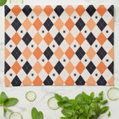 Halloween Orange & Black Spiding Raute Muster Geschirrtuch (Gefaltet)