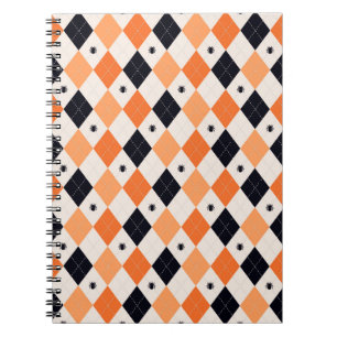 Halloween Orange & Black Spiding Raute Muster Notizblock