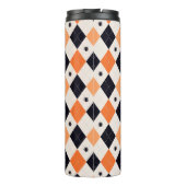 Halloween Orange & Black Spiding Raute Muster Thermosbecher (Rückseite)