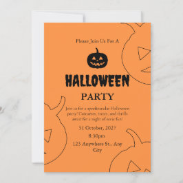 Halloween Orange Black Spooky Pumpkin Hexe Einladung