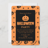 Halloween Orange Black Spooky Pumpkin Hexe Einladung (Vorderseite)