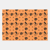Halloween Orange Black Spooky Pumpkin Hexe Geschenkpapier Set (Vorderseite)