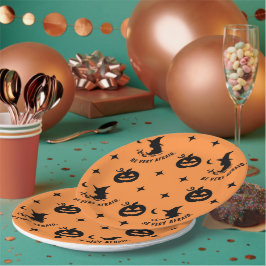 Halloween Orange Black Spooky Pumpkin Hexe Pappteller