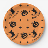 Halloween Orange Black Spooky Pumpkin Hexe Pappteller (Vorderseite)