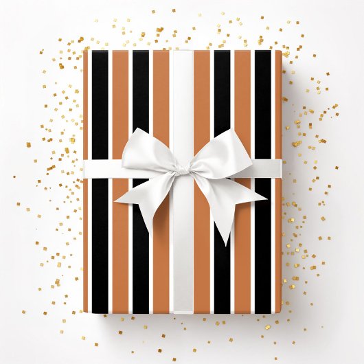 Halloween Orange Black Stripes Geschenkpapier