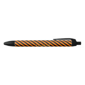 Halloween Orange Black Stripes Monogramm Stilvoll Kugelschreiber (Oberseite)
