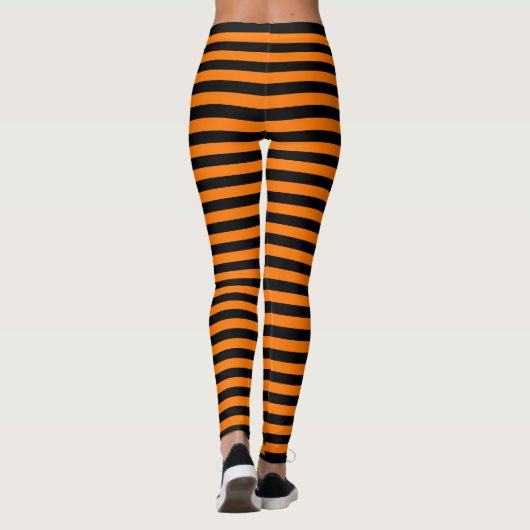 Halloween Orange Black Stripes Party Leggings (Rückseite)
