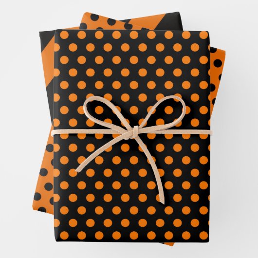 Halloween Orange Black Stripes & Polka Dots Party Geschenkpapier Set (Beispiel)