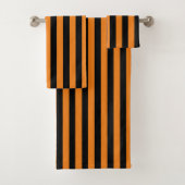 Halloween Orange Black Vertikal Strip Badhandtuch Set (Insitu)