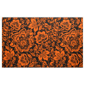 Halloween Orange Blumenmuster Schwarzer Hintergrun Stoff (Yard (91,4 cm))