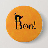 Halloween Orange - "Boo! with Black Cat" Button (Vorderseite)