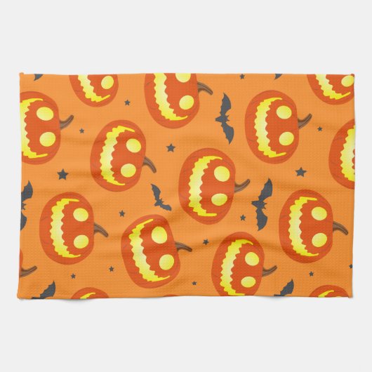 Halloween Orange Cartoon Pumpkin Pattern Geschirrtuch (Horizontal)